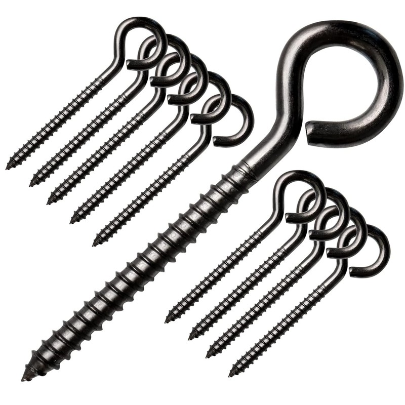 Heavy Duty Eye Hook M6 10 Pack Black Stainless Screw 3.3