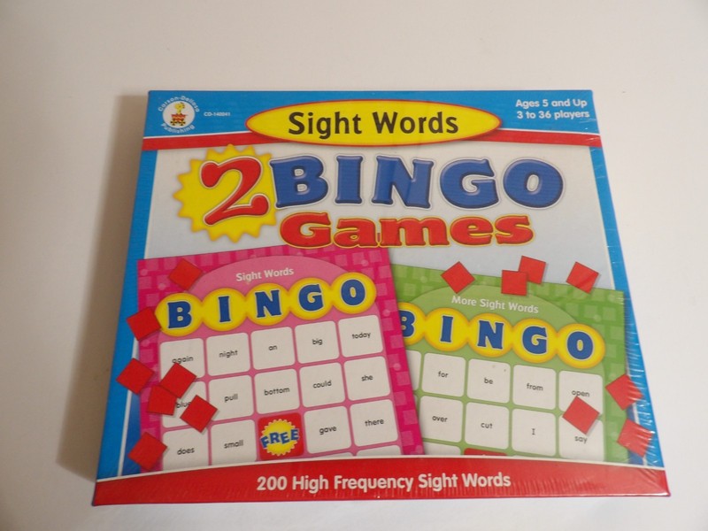 Sight Words 2 Bingo Games Ages 5 and up with 200 High Frequency Sight Words