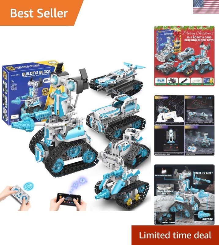 STEM Robot for Kids Ages 8-14, 5-in-1 Remote Control and APP Programmable Rob…