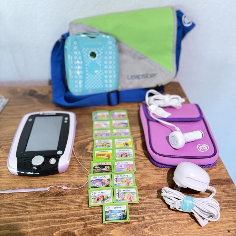 LeapFrog Leap Pad 2 Factory Reset Lot 17 Games Bag Chargers Pouch Case
