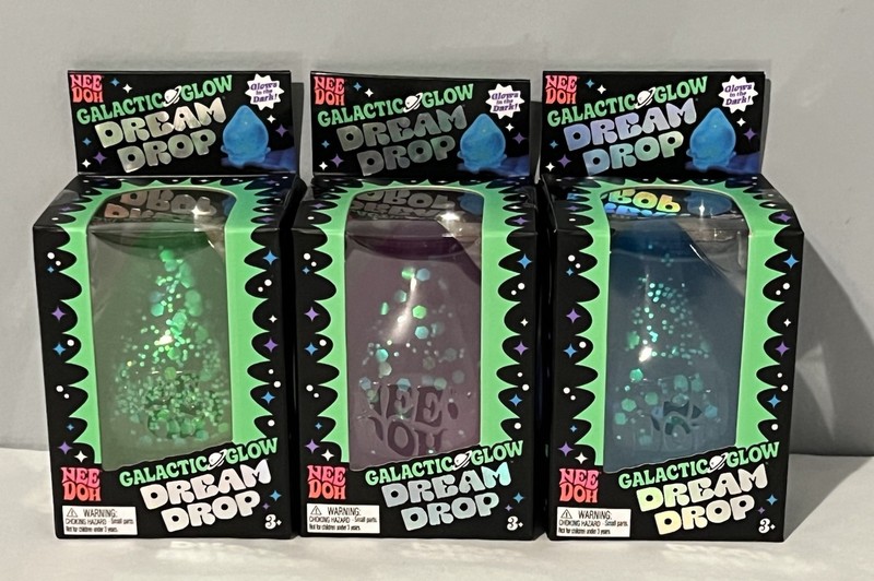 Set of 3 Schylling NeeDoh Galactic Glow Dream Drops: Blue, Purple, Green ~NEW
