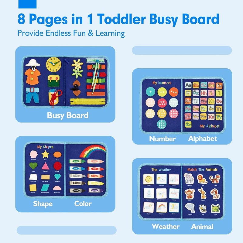 hahaland Busy Board Montessori Learning Toy Toddler Travel Activities gallery