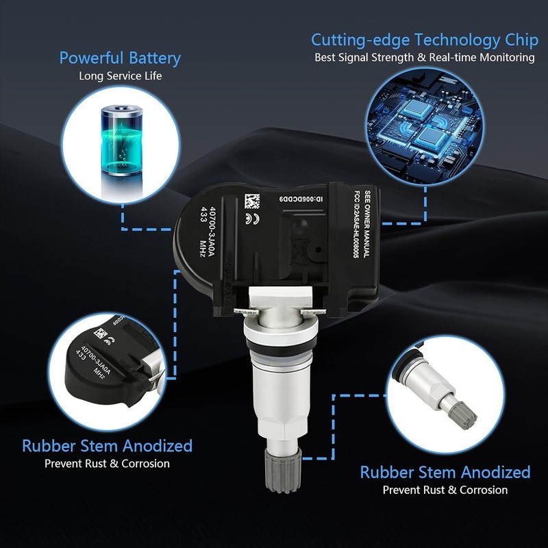 TPMS Sensor 433MHz Compatible for Infiniti Nissan Tire Pressure Monitoring gallery