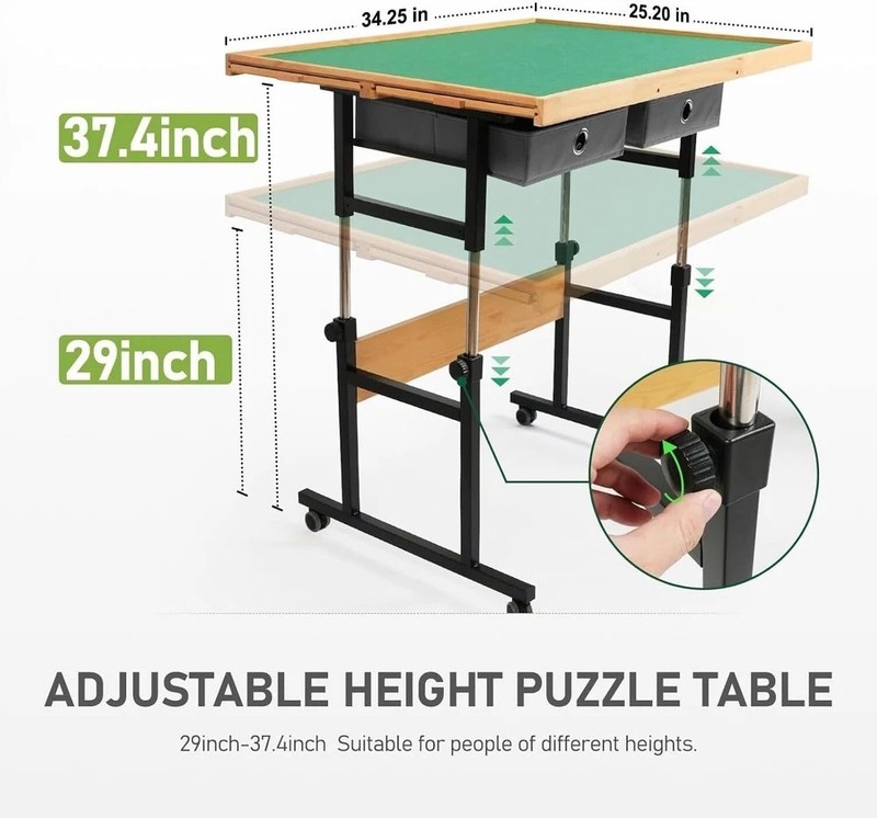 Puzzle Table with Wheels, for 1500 Pieces with Drawers and Cover, 34.25" x 25.2" gallery