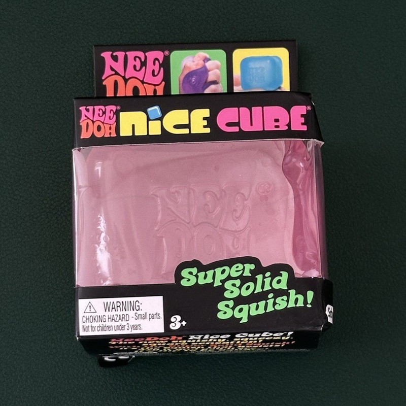 Nee Doh Nice Cube Super Solid Squish Squeeze Toy, Pink, Ages 3-7 Years