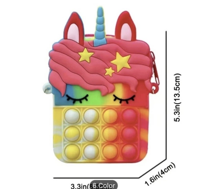 Unicorn Pop It Purse Small Crossbody Handbag Push Bubble Bag Sensory Fidget gallery