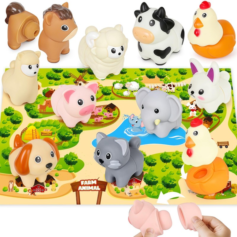 Farm Animal Matching Toys for Toddlers, Preschool 6.5 inches, Multicolor