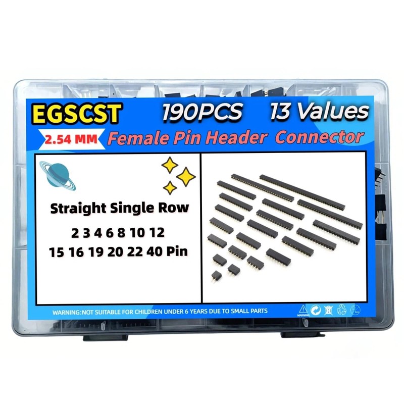 EGSCST 190PCS 2/3/4/6/8/10/12/15/16/19/20/22/40Pin 2.54mm Single Row... gallery