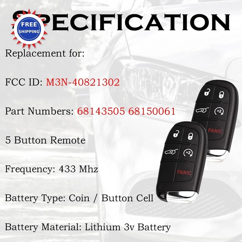 SUPALAND Car Key Fob Replacement Fits for Jeep Grand Cherokee Dodge Durango gallery