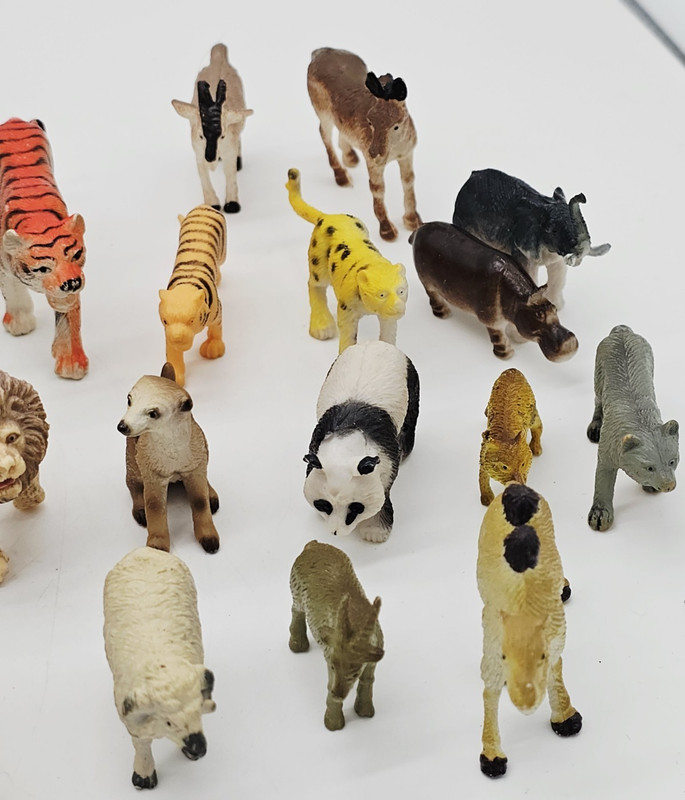 Large Lot of 36 Small 2" Jungle Wild Farm Animals Plastic Toy Figures Pretend gallery