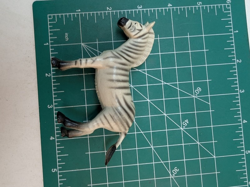 Vintage FUNRISE Zebra Solid Plastic Zoo Wild Animal Figure Thin Stripes 1988 Toy