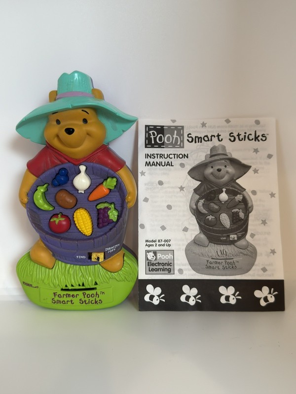 1997 Tiger Electronics Disney Farmer Pooh Smart Sticks Game+ Manual Tested/Works