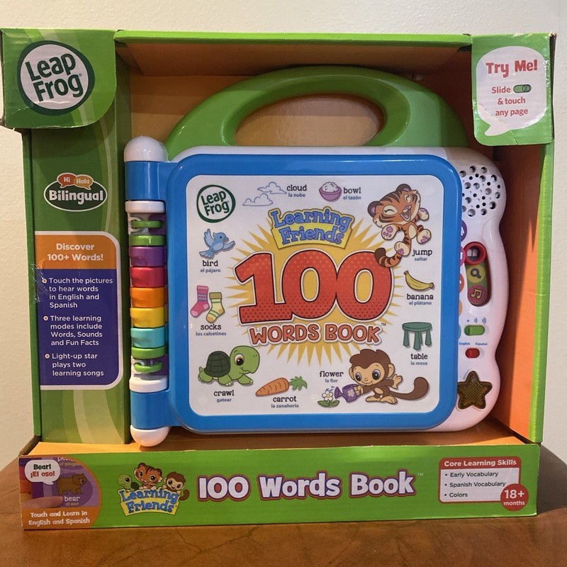 Leap Frog Learning Friends 100 Words Book – Green/Blue Bilingual 9.4 x 9.2 in