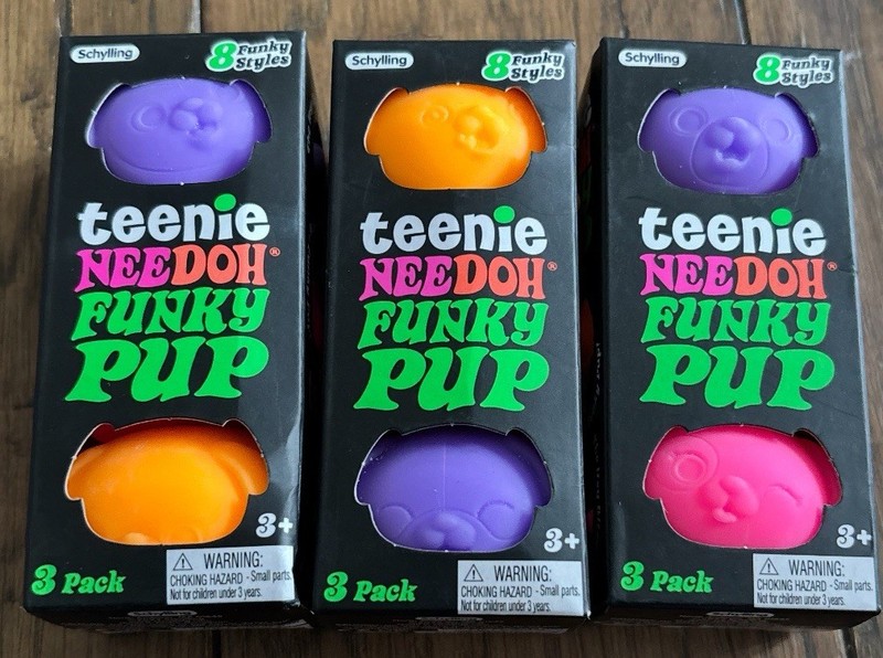 NeeDoh Teenie Funky Pup 3 Pack Neon Squishy Fidget Stress Toy Viral Random Color