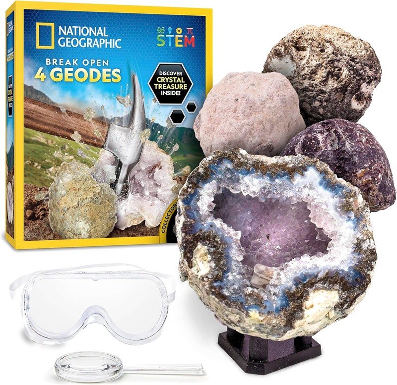 National Geographic Break Open 4 Geodes Science Kit – Includes Goggles and Dis