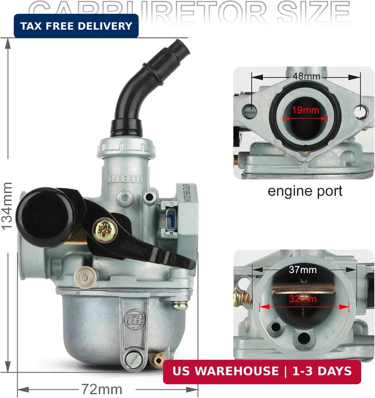NIBBI PZ19 Carburetor Kit 19mm Carb for 50cc 70cc 90cc 110cc 125cc ATV Dirt Pit gallery