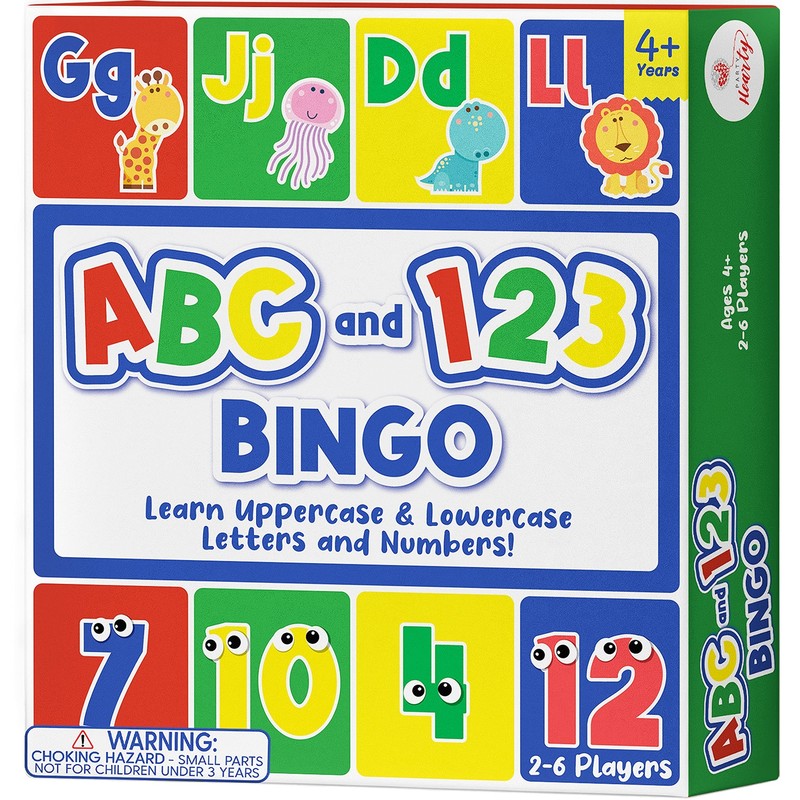 Alphabet and Number, ABC and 123 Bingo Board Game for Kindergarten and Presch…