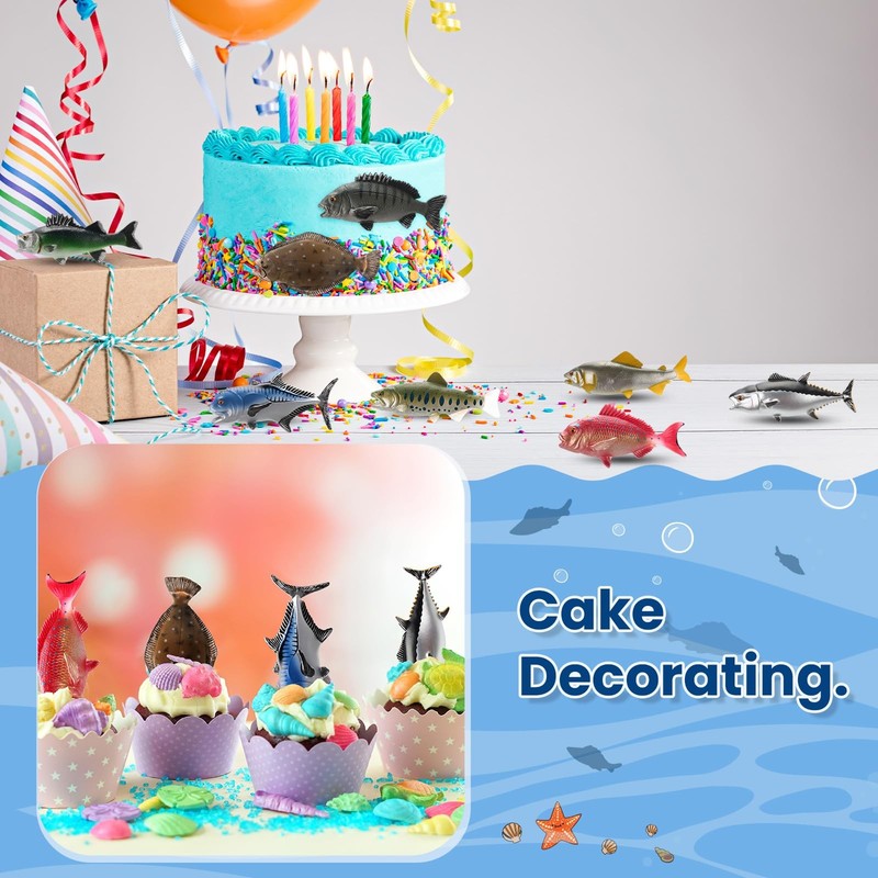8 Pcs Fake Fish Angler Collection Toy Set Plastic Lifelike Sea Red Snapper gallery