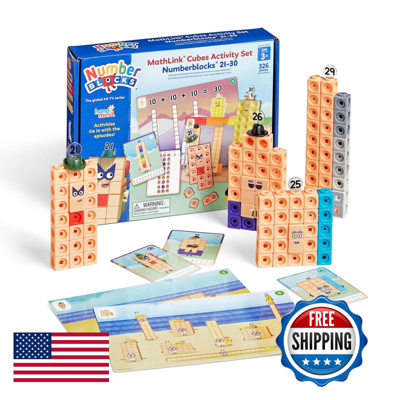 Hand2Mind Mathlink Cubes Numberblocks 21-30 Activity Set 20 Preschool Learning
