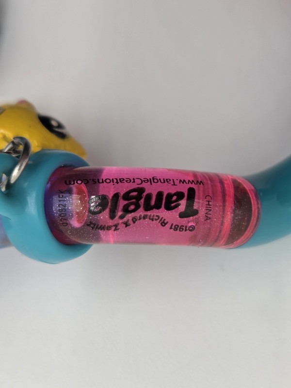 Tangle Pets Fidget Toy - Blue/Pink Sparkle Liquid segments with 4 Animal Charms gallery