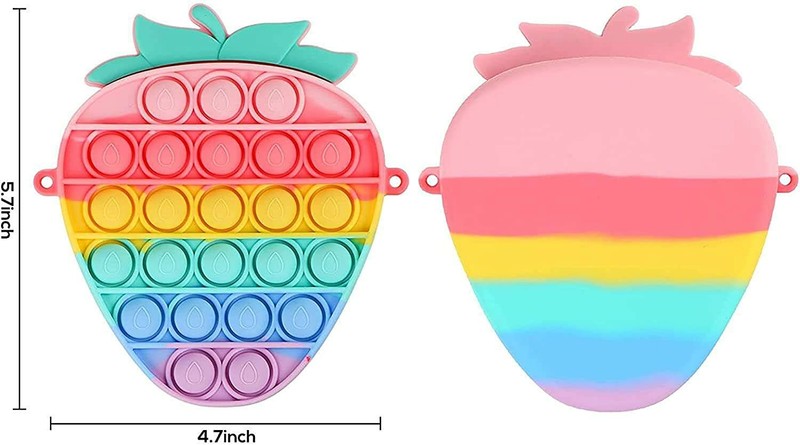 Rainbow Strawberry Bag w Shoulder Strap Pop Fidget Toy Simple Dimple Pop Bag gallery