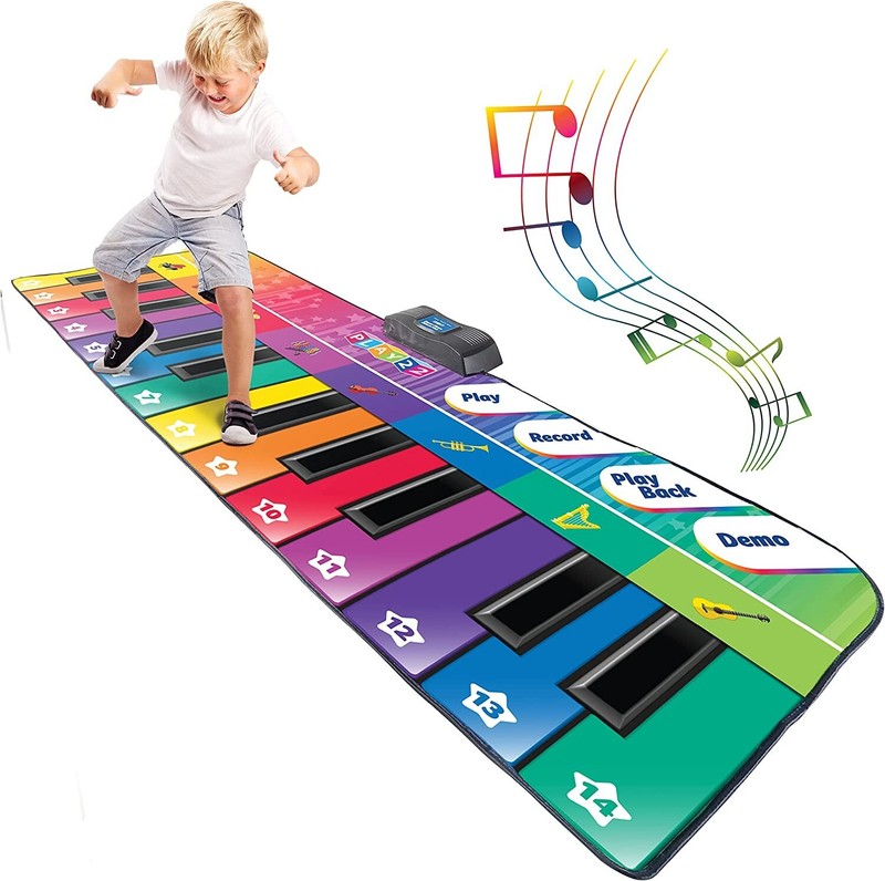 Colorful Keyboard Playmat 71″ – 24 Keys Piano Play Mat with 4 Play Modes