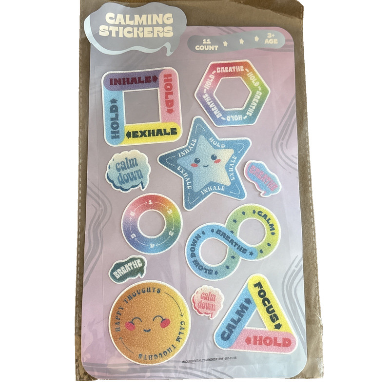 Calming Stickers Textured Breathing Exercises Set of 11 Desk & Water Bottle NEW