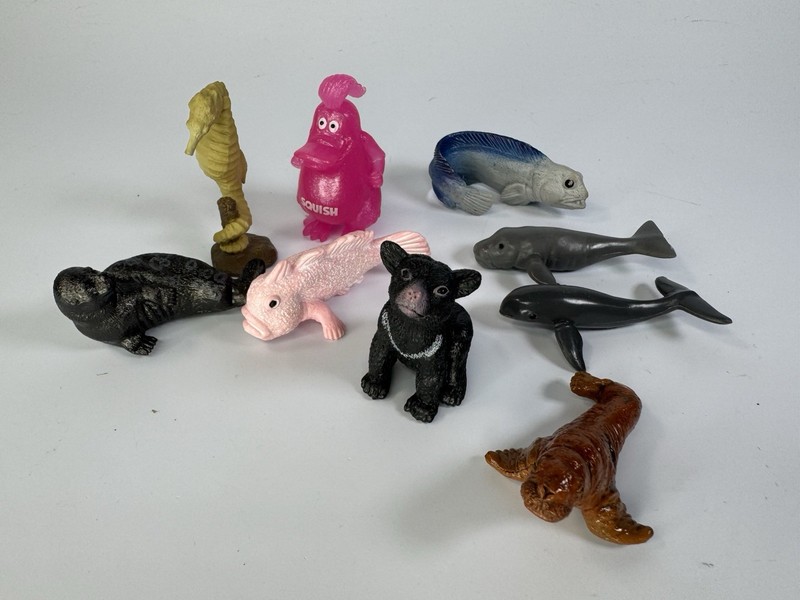 Yowie Animals Lot Of 9 Figures Fish Bear Seahorse Seal Whales Squish
