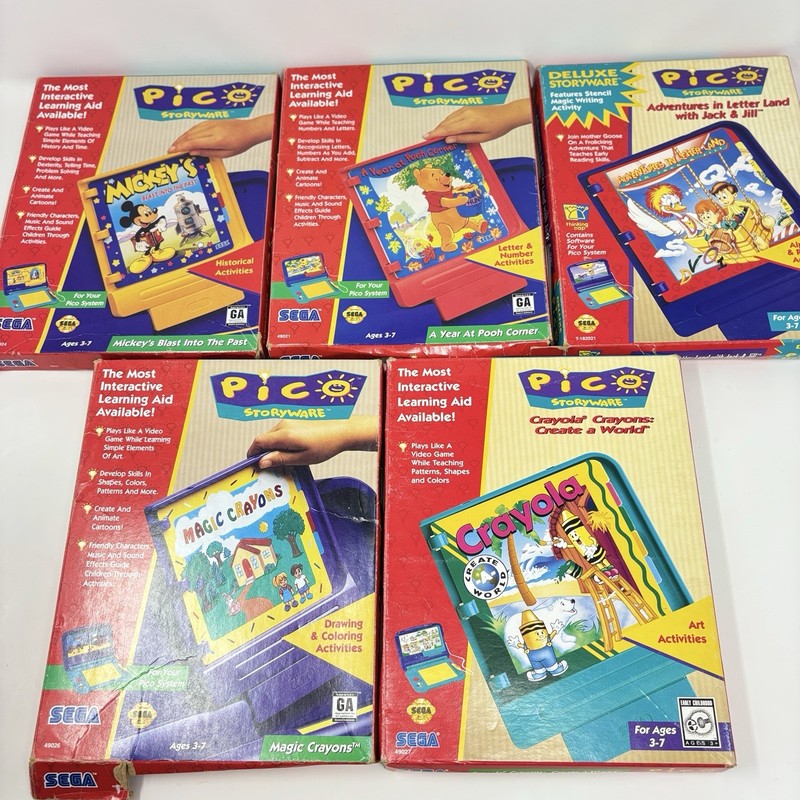 1995 Sega Pico Storyware – Lot of 5 Winnie the Pooh Mickey Mouse Crayola Age 3-7