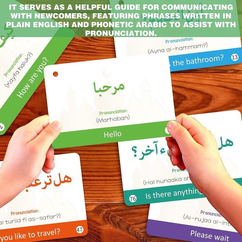 Arabic Flash Cards Set - 50 Essential Phrases with English Transliteration gallery