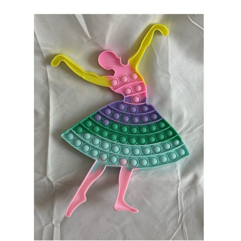 Multicolor Ballerina Shaped Tactile Sensory Toy Pop-It for Kids 3-8 Years