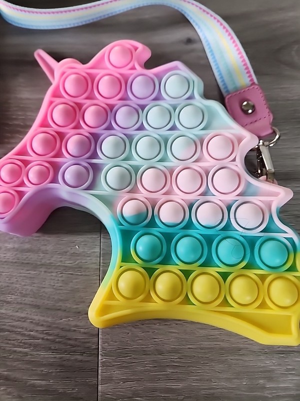 Cat & Jack Unicorn Fidget Purse Pop It Shoulder Bag Ombre Rainbow gallery
