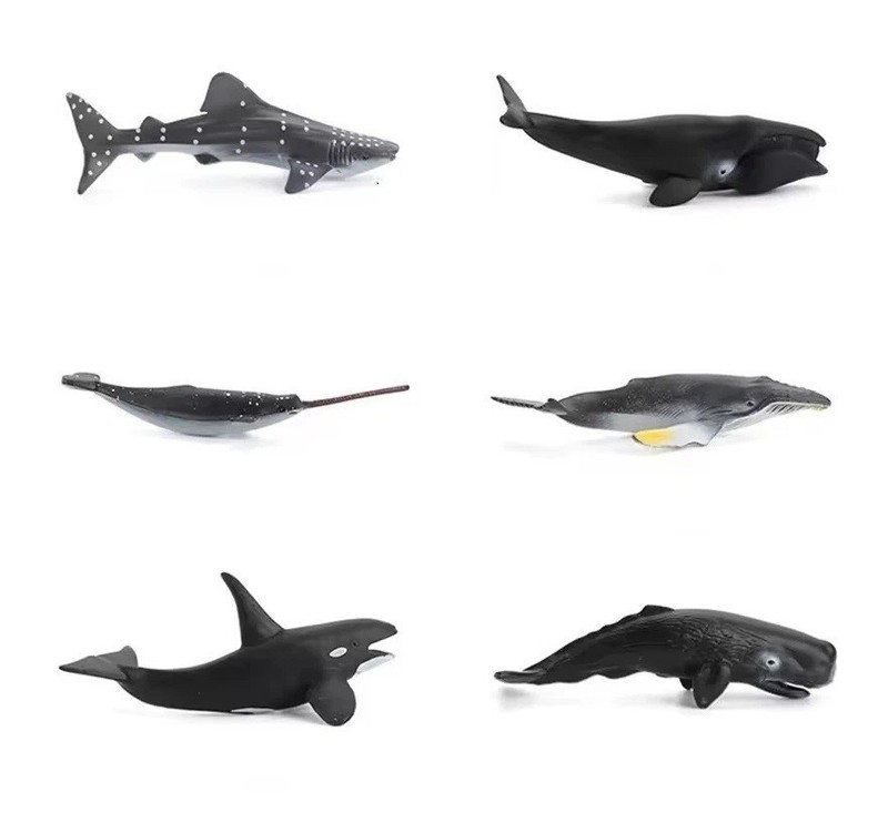 6pcs Shark Whale Dolphin Animal Figure Toy PVC Doll Small Figurine Birthday