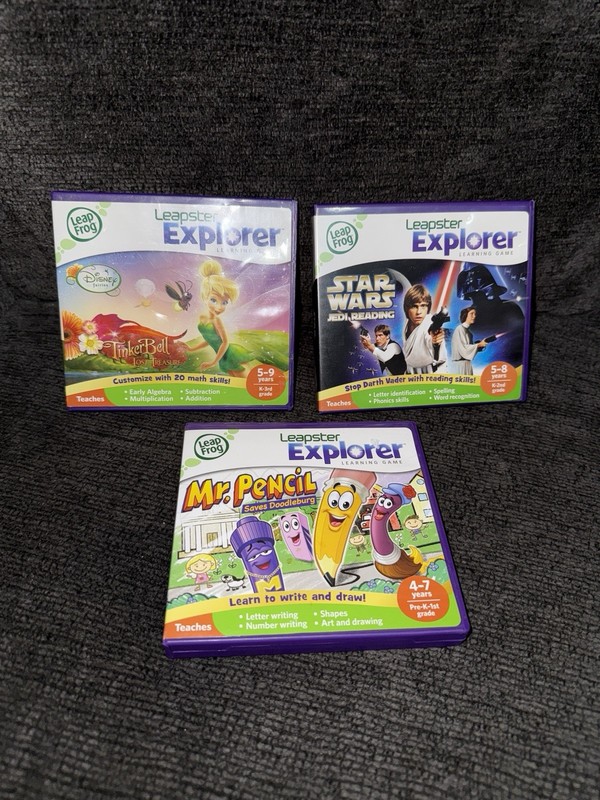 Lot of 3 Leap Frog Leapster Explorer Leap Pad Learning Game Star Wars Tinkerbell