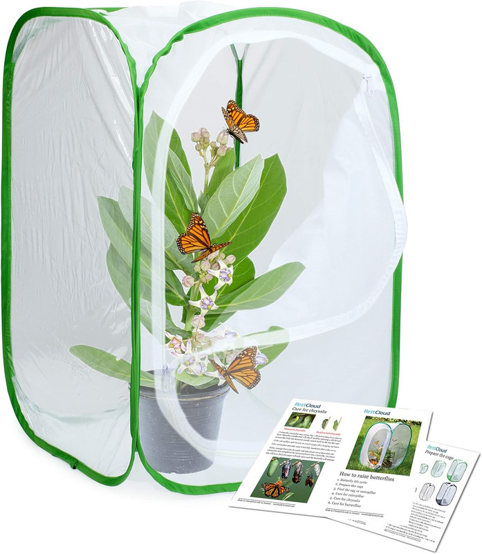 Insect Butterfly Habitat Cage Terrarium Pop-Up 23.6″ Tall Mesh Outdoor Enclosure