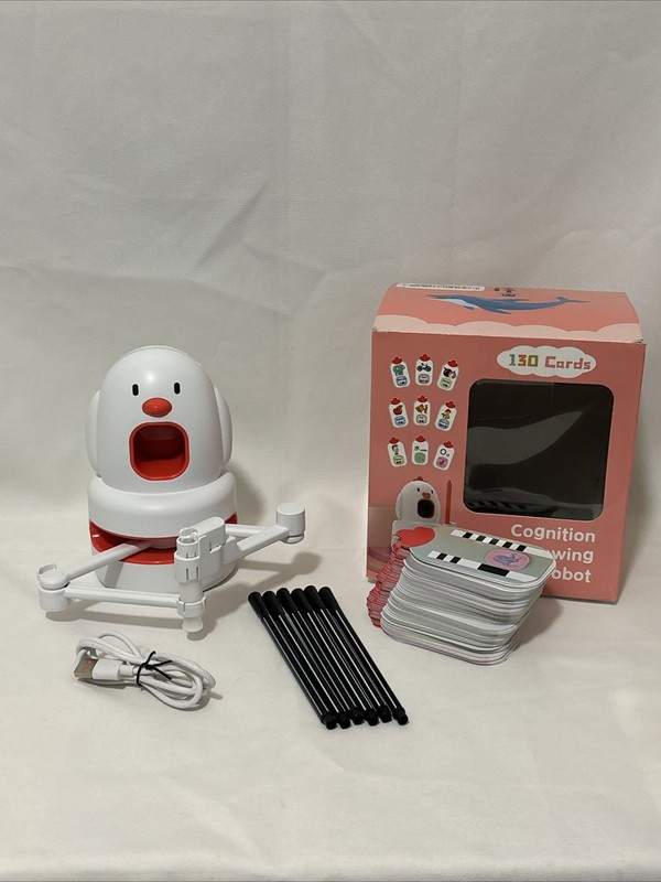 Drawing Robot for Kids, Voice Interactive Educational, 130 Cards & Black Pens