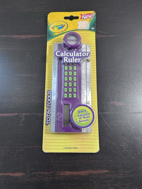 VTG Y2K Crayola Total Tools Calculator Ruler Stencils 3-in-1 Retro 2007 NOS