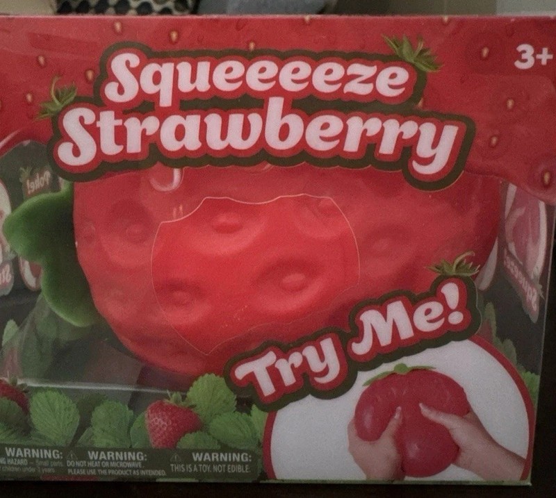 New Sunny Days Jumbo Squeezy Strawberry Squishy Sensory Toy
