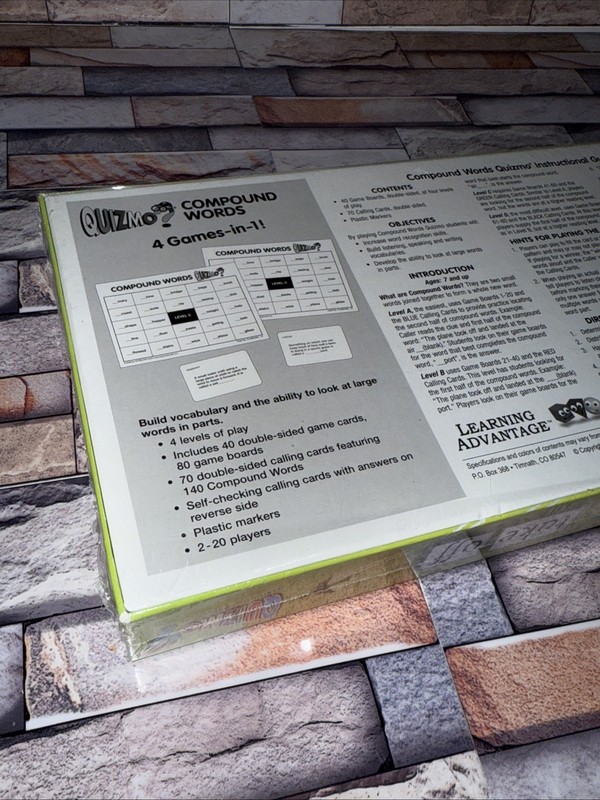 Quizmo Compound Words Bingo Series 2-20 Players gallery