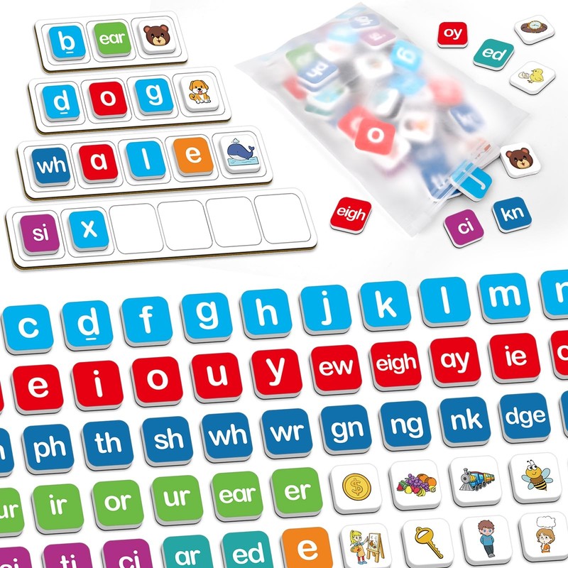 Aizweb Phonics Magnetic Letters Tiles,Hooked Medium, Tiles