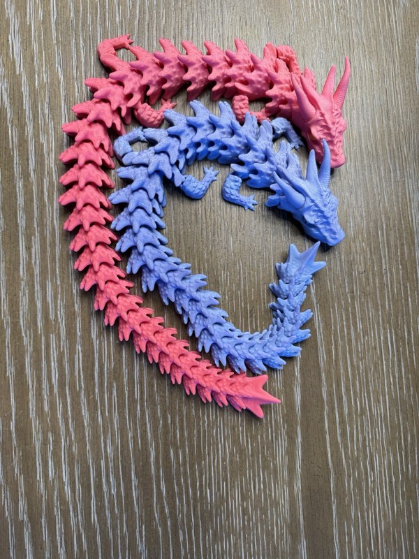 19” Articulated Dragon Customized 3D Printed With Bambu PLA Silk