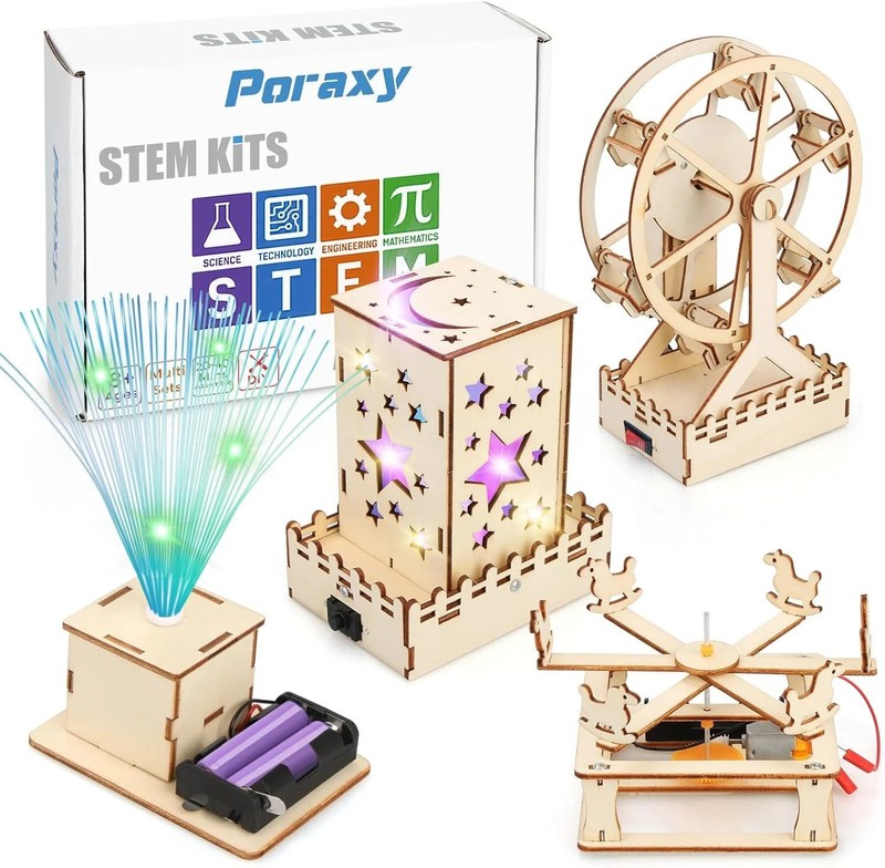 Poraxy 4 in 1 STEM Kits for Kids Age 8-10, Science STEM Projects for Kids 8-12,