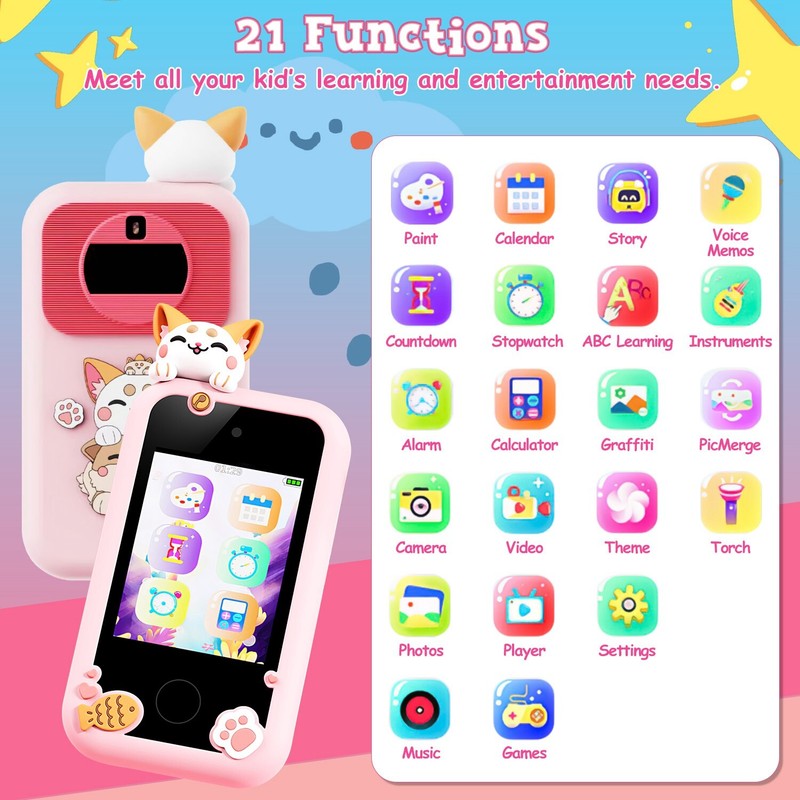 Kids Smartphone Toy Dual Camera Phone Touchscreen Learning Toy Kids Play Toys gallery