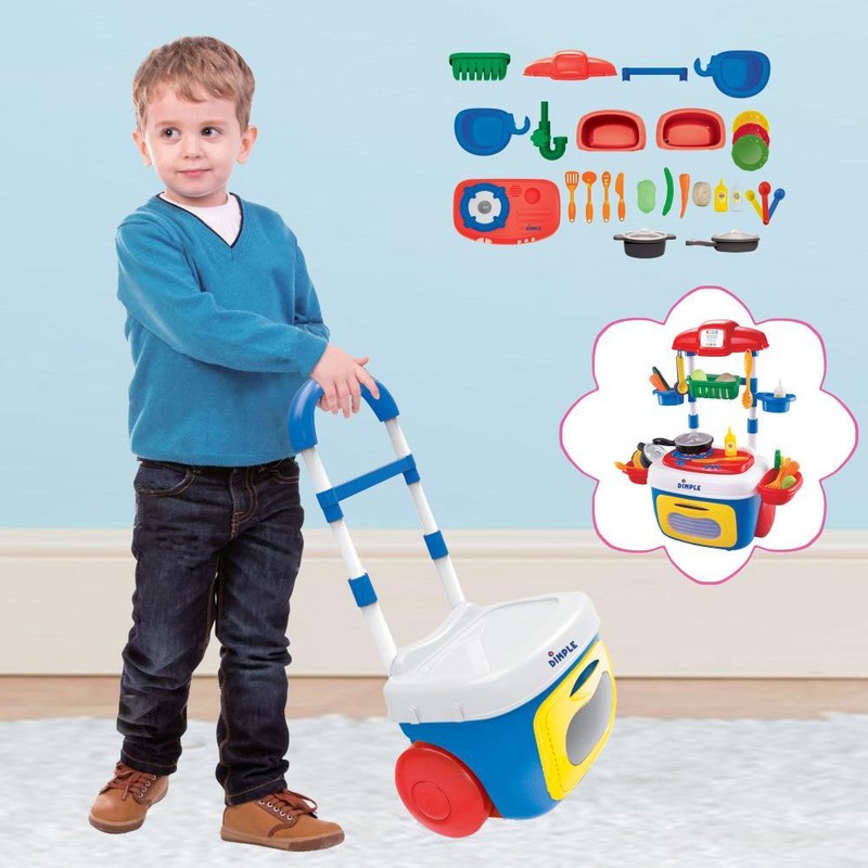 Dimple On The Go Carrier Toy Kitchen Set (30-Pieces) w/ Lights & Sounds for Kids gallery