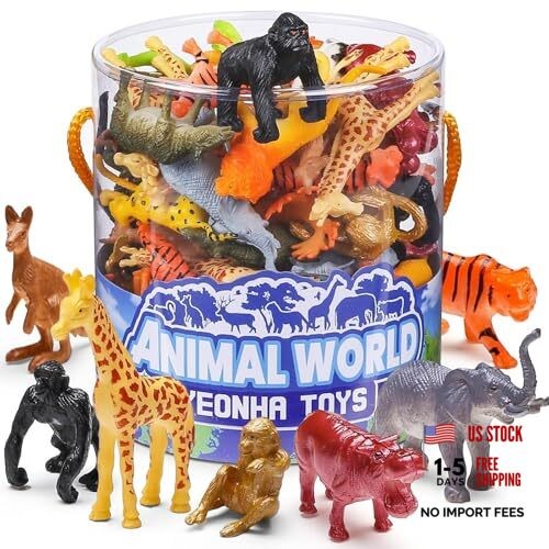 60-Piece Mini Zoo Animal Toy with Gift Box – Realistic Small Plastic Animal