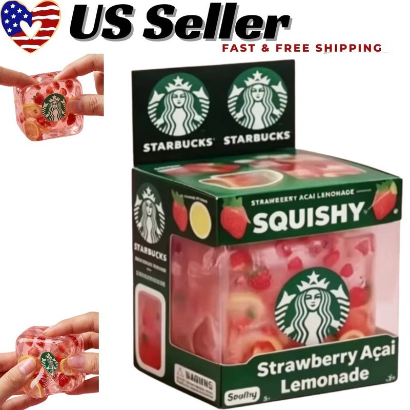 Starbucks Strawberry Acai Lemonade Squishy Nice Cube Limited Edition Fidget Toy