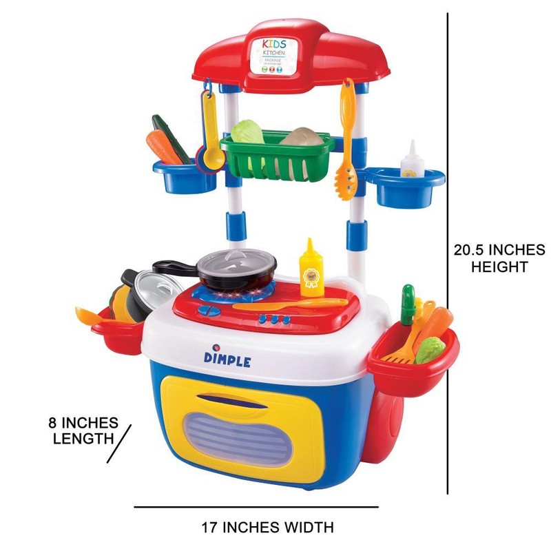 Dimple On The Go Carrier Toy Kitchen Set (30-Pieces) w/ Lights & Sounds for Kids gallery