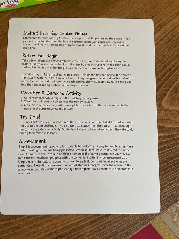 Lakeshore Instant Learning Center "Weather & Seasons" NIB gallery