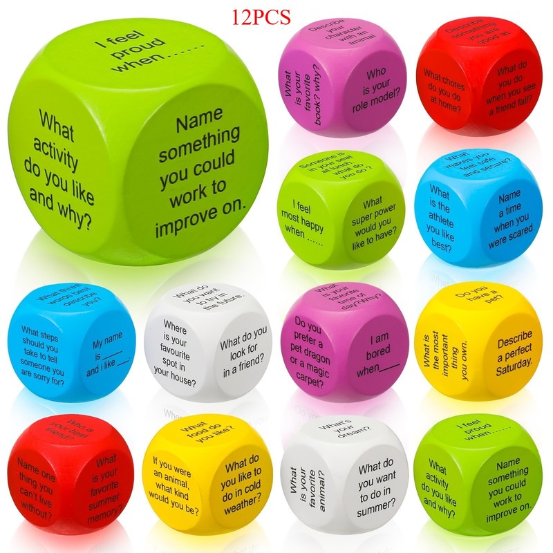 Fun Wooden Conversation Cubes 12 Pieces fits Social Emotional Learning Practice