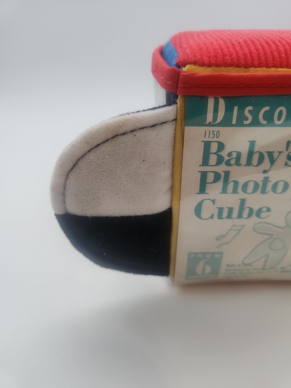 Vintage Discovery Toys Baby Photo Cube Washable Crinkle Soft Infant Bright #1150 gallery